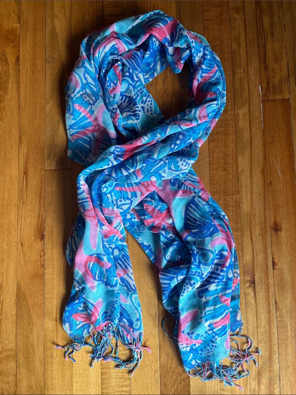 Lilly Pulitzer cashmere shells starfish colorful scarf